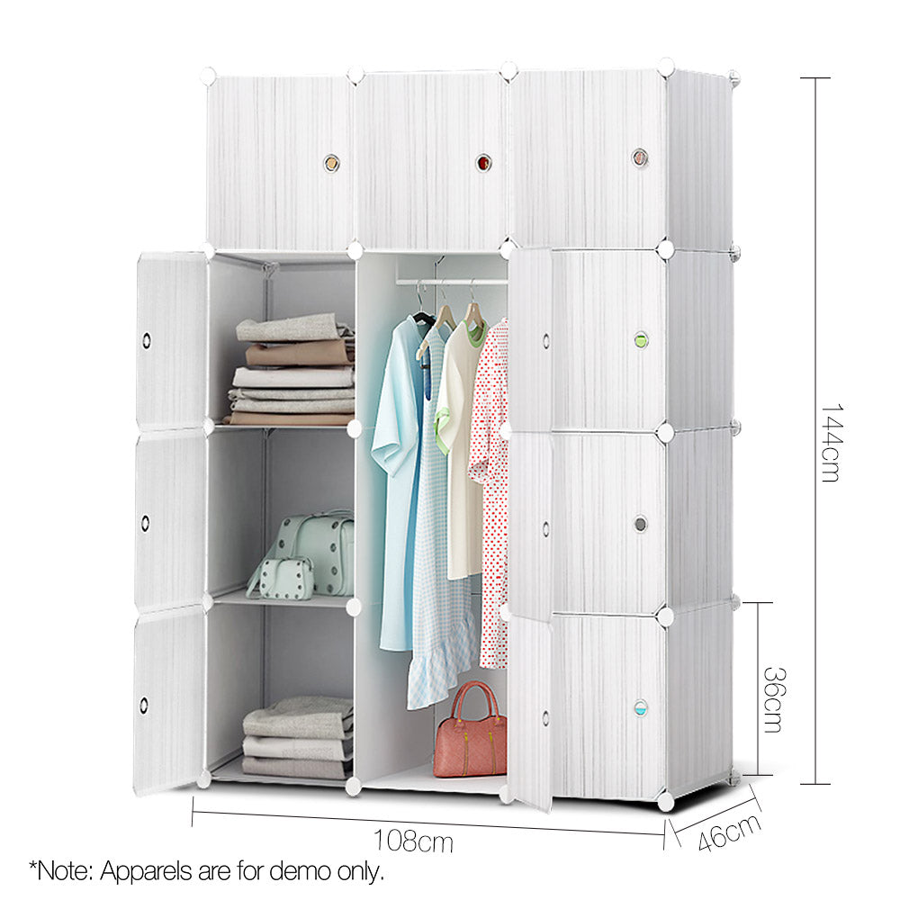 12 Cube Portable Storage Cabinet Wardrobe - White