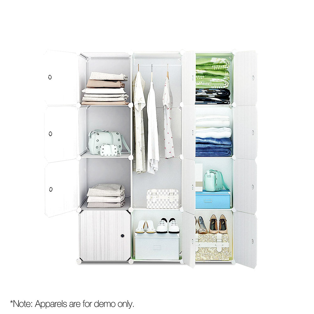 12 Cube Portable Storage Cabinet Wardrobe - White