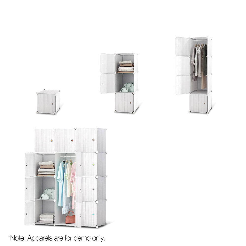 12 Cube Portable Storage Cabinet Wardrobe - White
