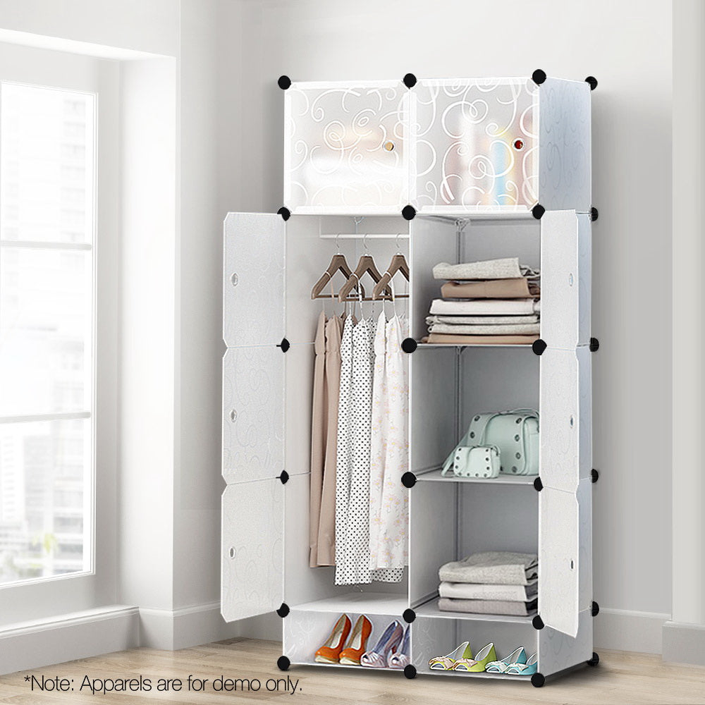 10 Cube DIY Storage Cabinet Wardrobe - White