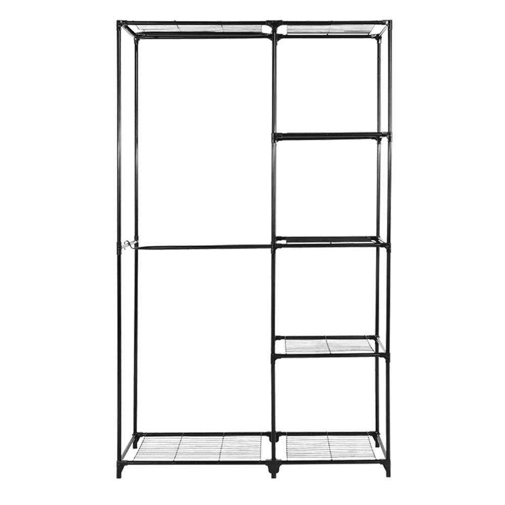 Portable Closet Organizer Storage Clothes Hanger Rail Garment Shelf Rack Black