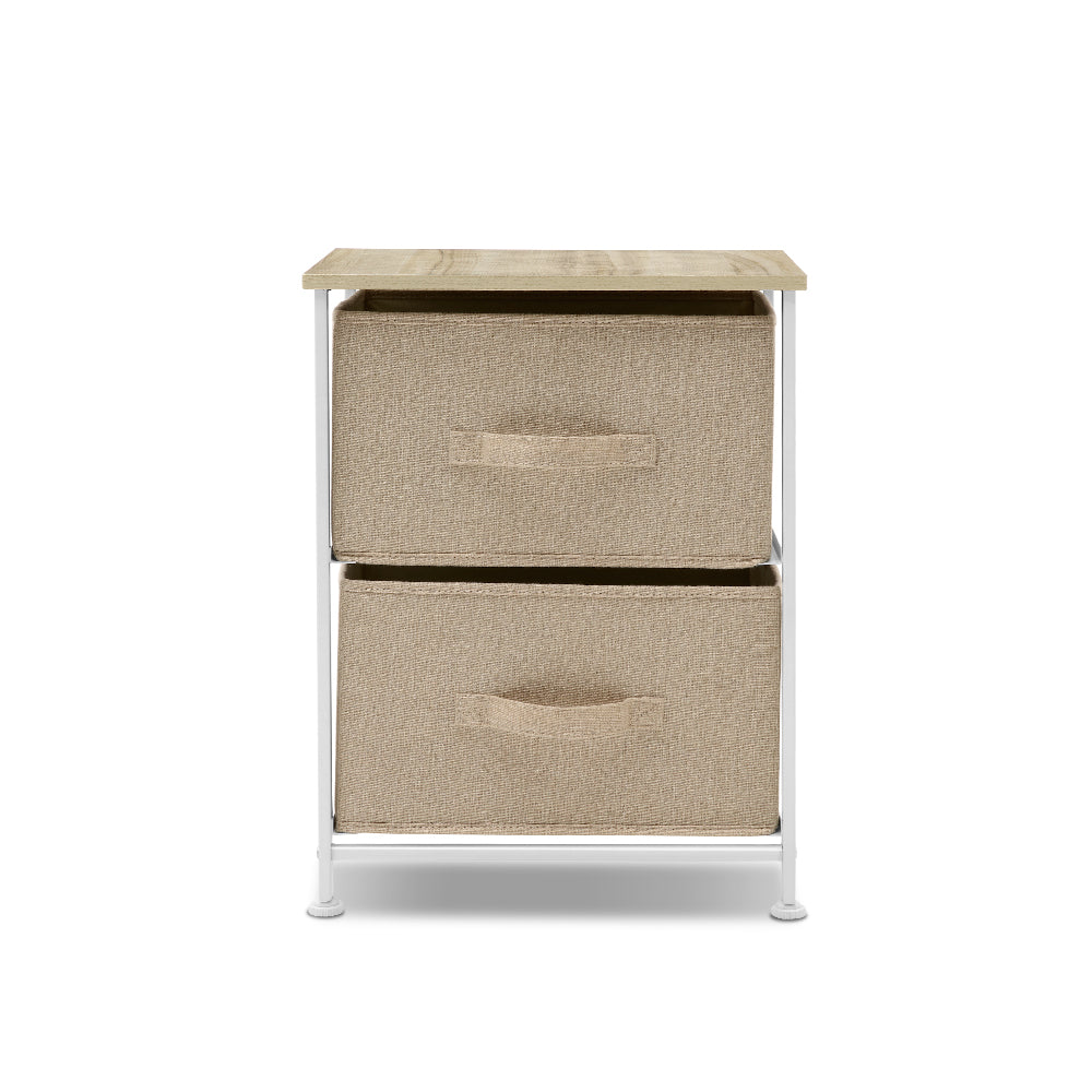 2 Fabric Storage Drawers Chest Organizer Cabinet Bedside Table Nightstand