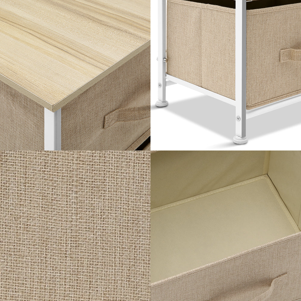 2 Fabric Storage Drawers Chest Organizer Cabinet Bedside Table Nightstand