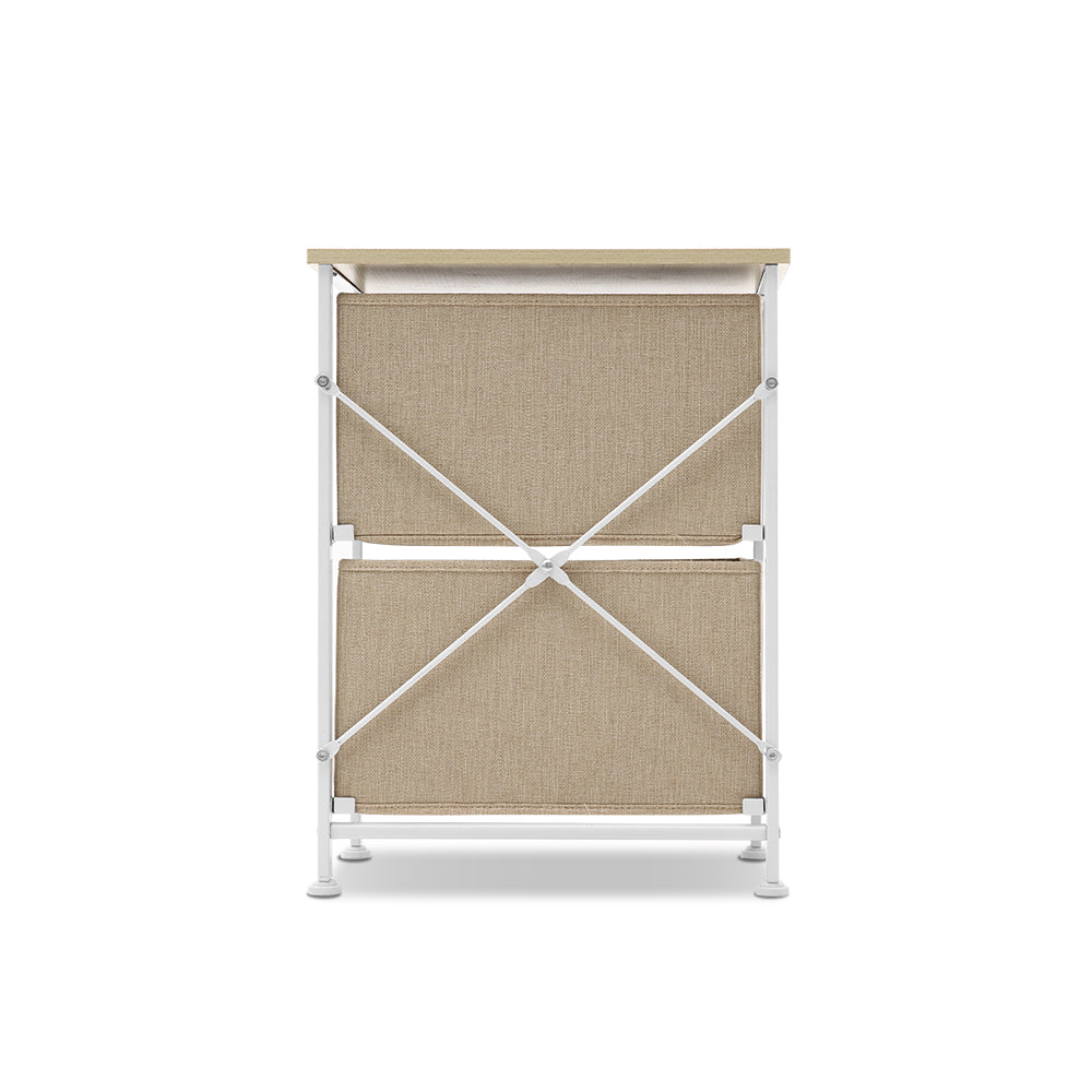 2 Fabric Storage Drawers Chest Organizer Cabinet Bedside Table Nightstand