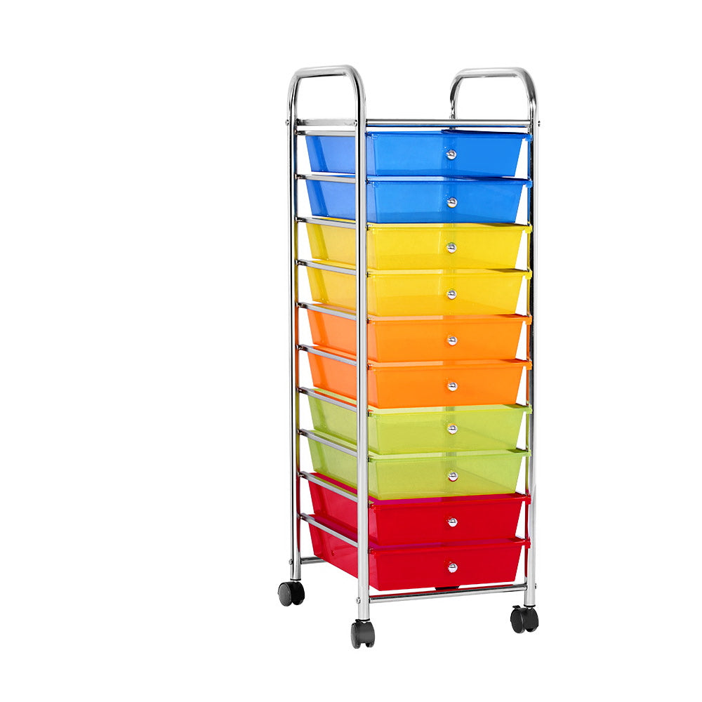 10 Drawer Kithchen Storage Trolley Cart Organizer Portable Rolling Cart 