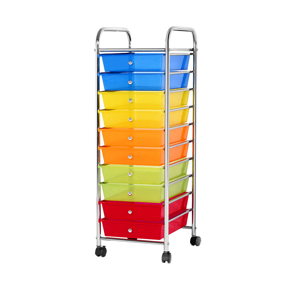 10 Drawer Kithchen Storage Trolley Cart Organizer Portable Rolling Cart