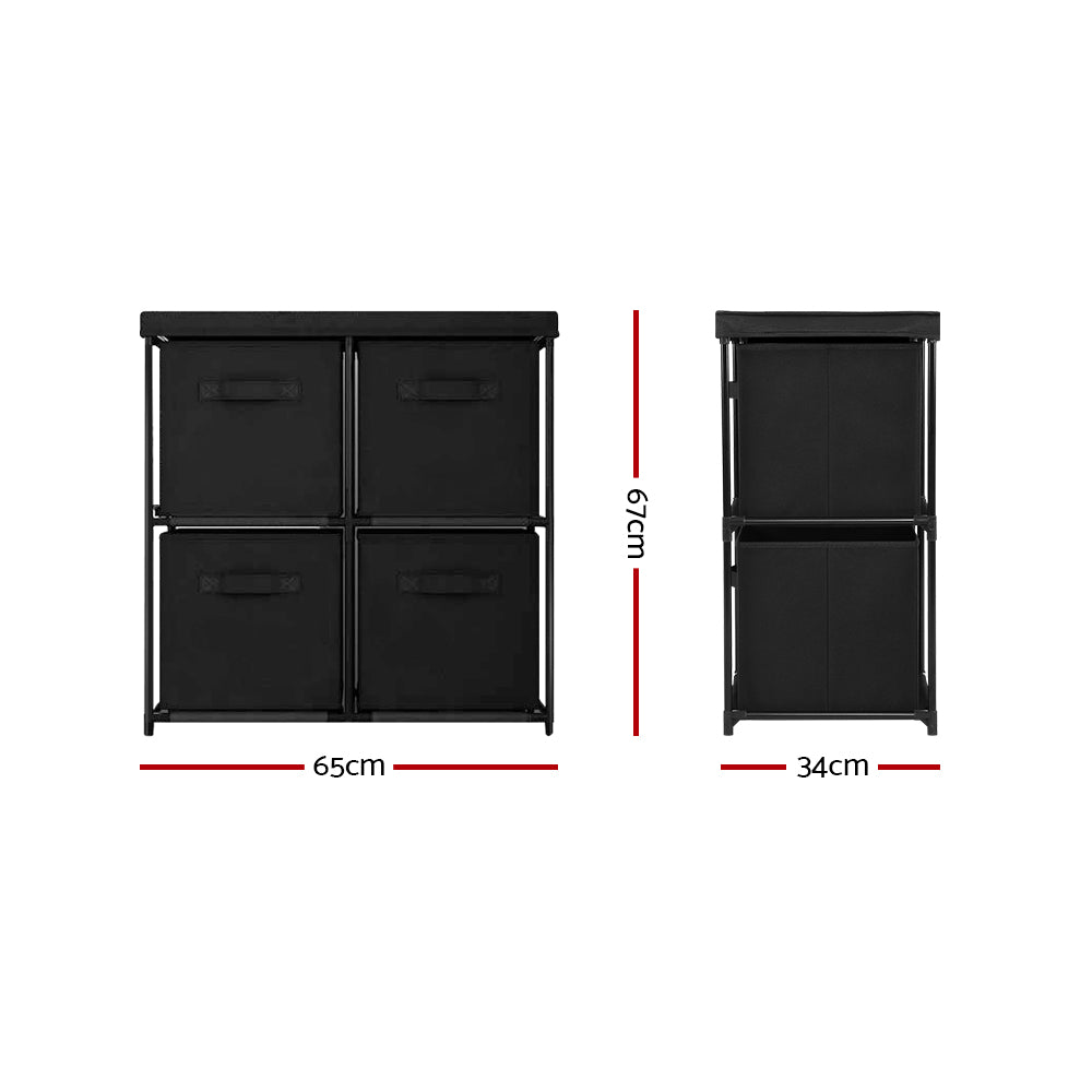 Portable Cube Storage Boxes Cabinet Clothes Toys Drawer Organiser 4 Cubes