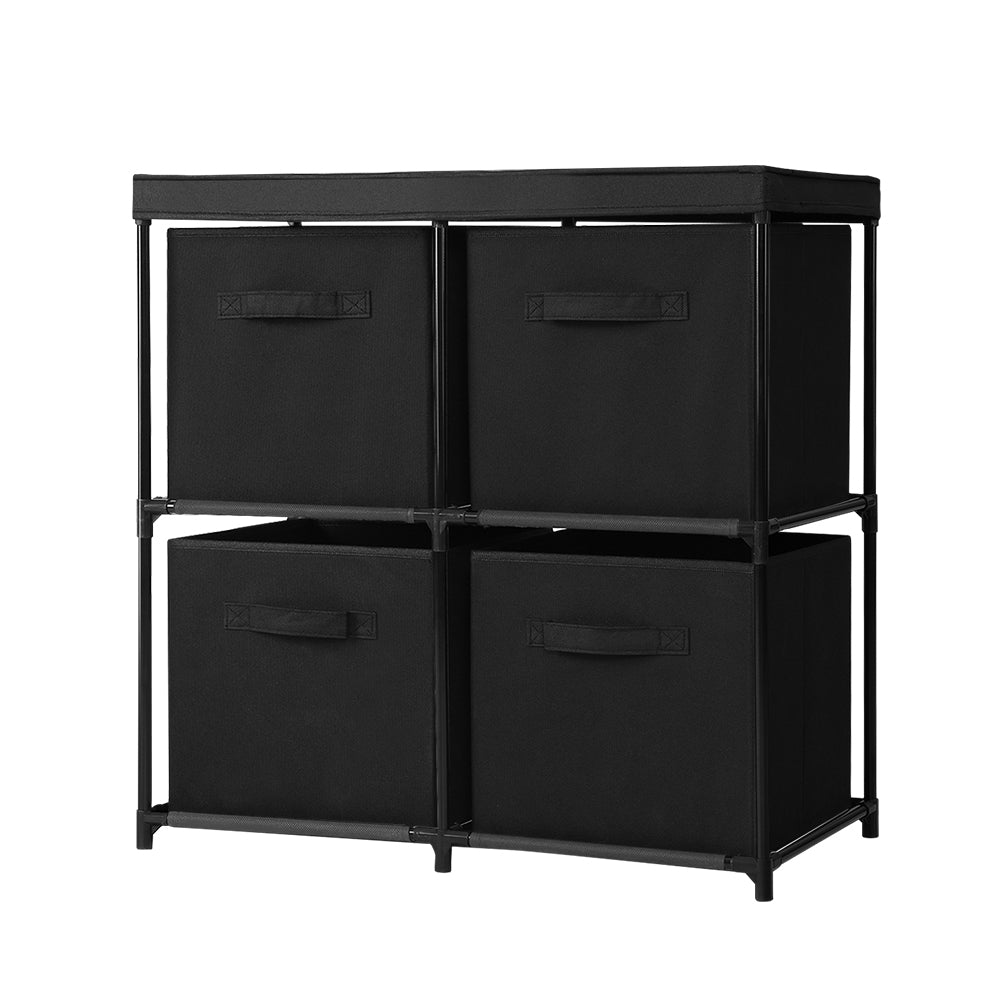 Portable Cube Storage Boxes Cabinet Clothes Toys Drawer Organiser 4 Cubes