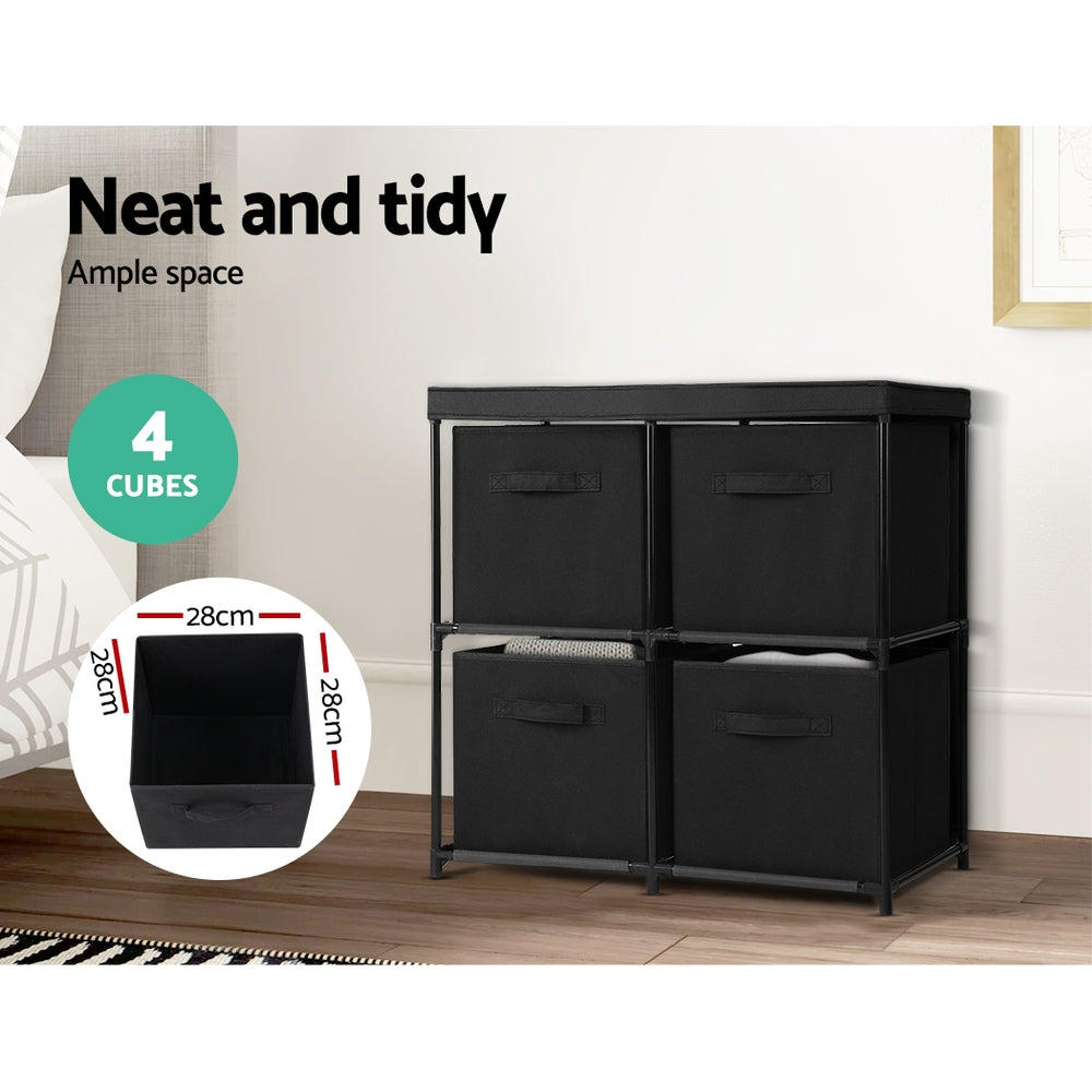 Portable Cube Storage Boxes Cabinet Clothes Toys Drawer Organiser 4 Cubes