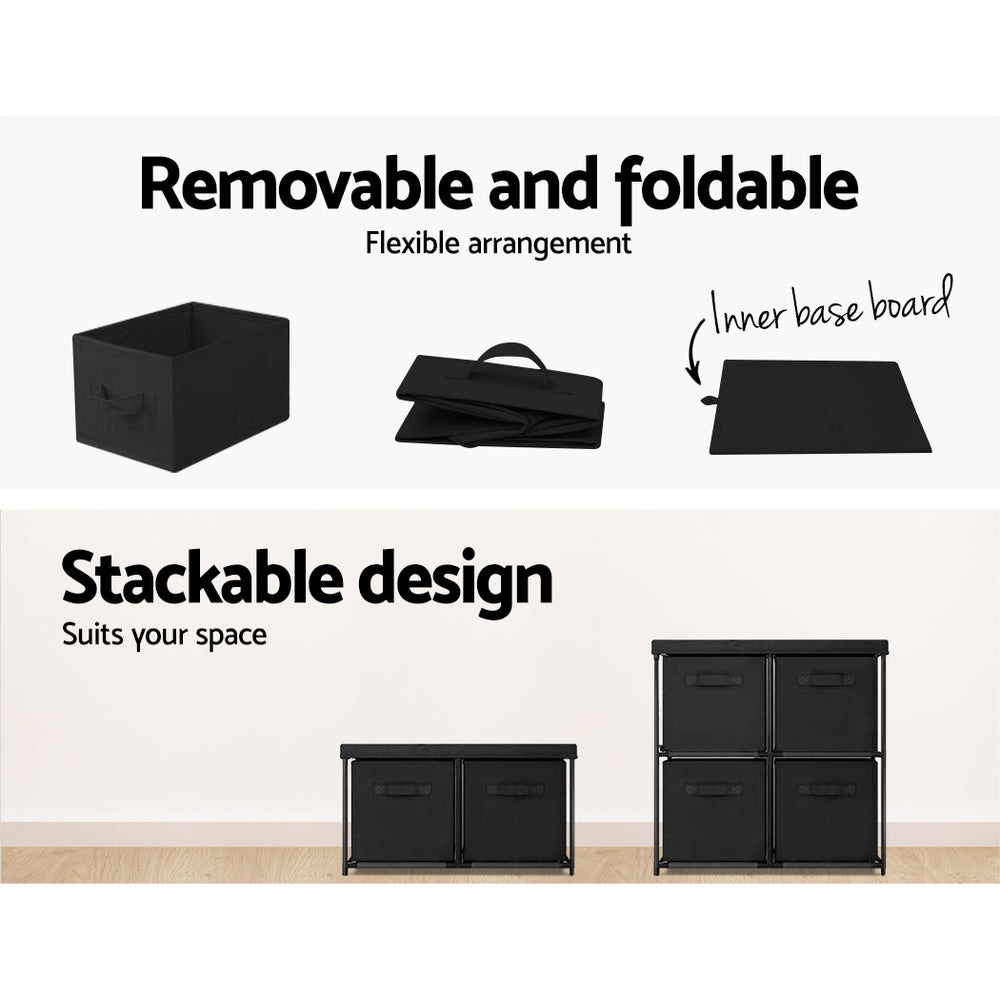 Portable Cube Storage Boxes Cabinet Clothes Toys Drawer Organiser 4 Cubes
