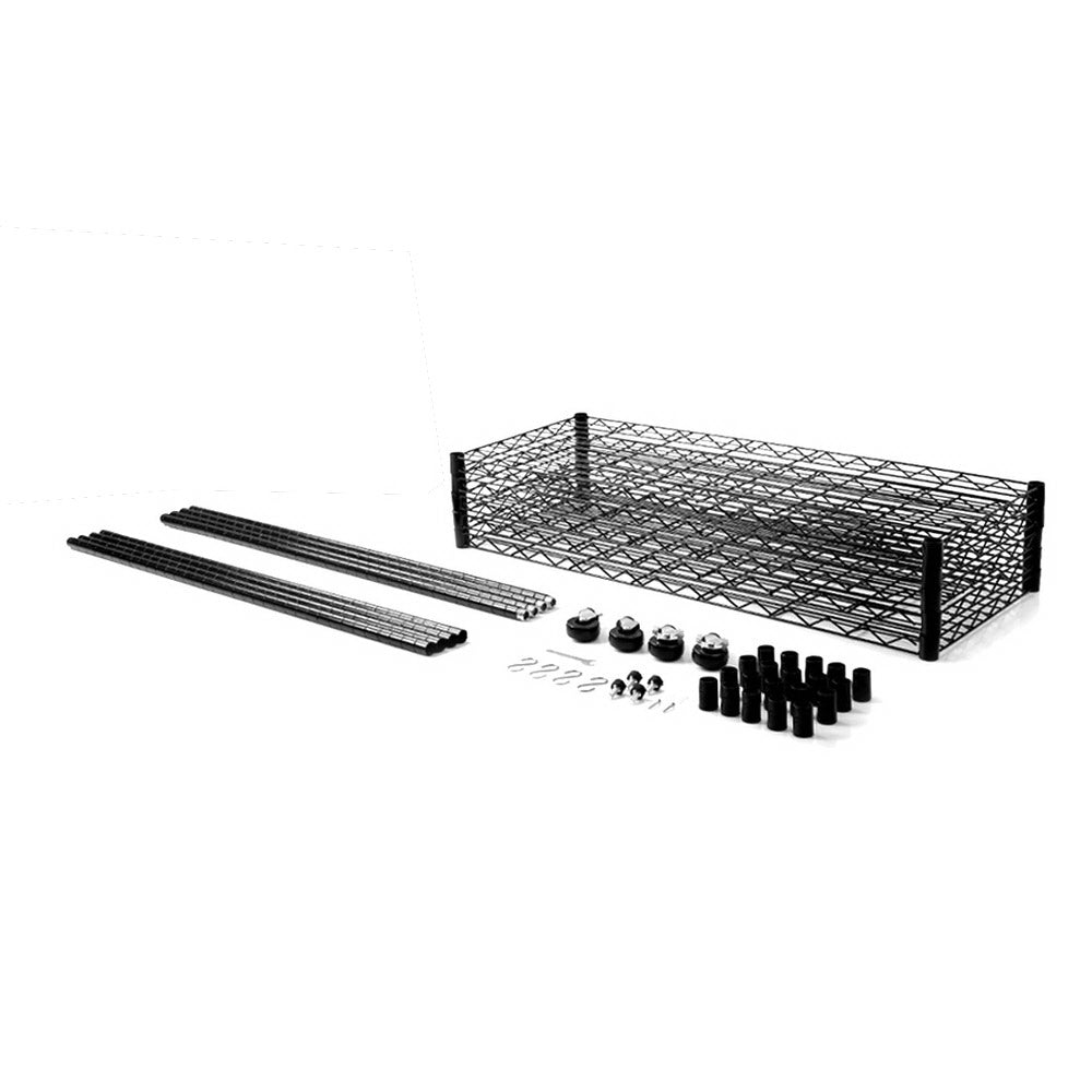 90cm 4-Tier Wire Shelving Unit Mobile Kitchen Storage Trolley Black