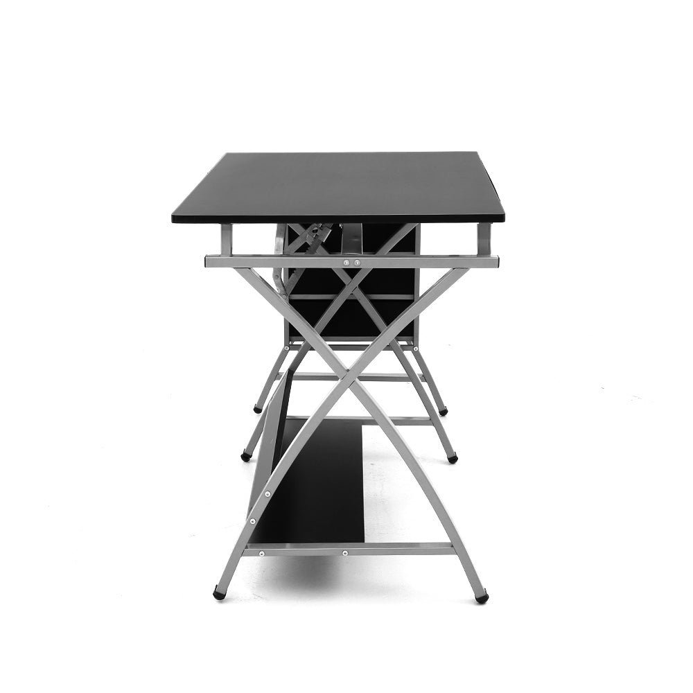 Artiss Drawing Desk With Stool Adjustable Tilt Drafting Table Metal Silver Black