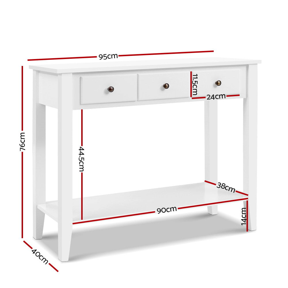 Artiss Hallway Console Table Hall Side Entry 3 Drawers Display French White Desk