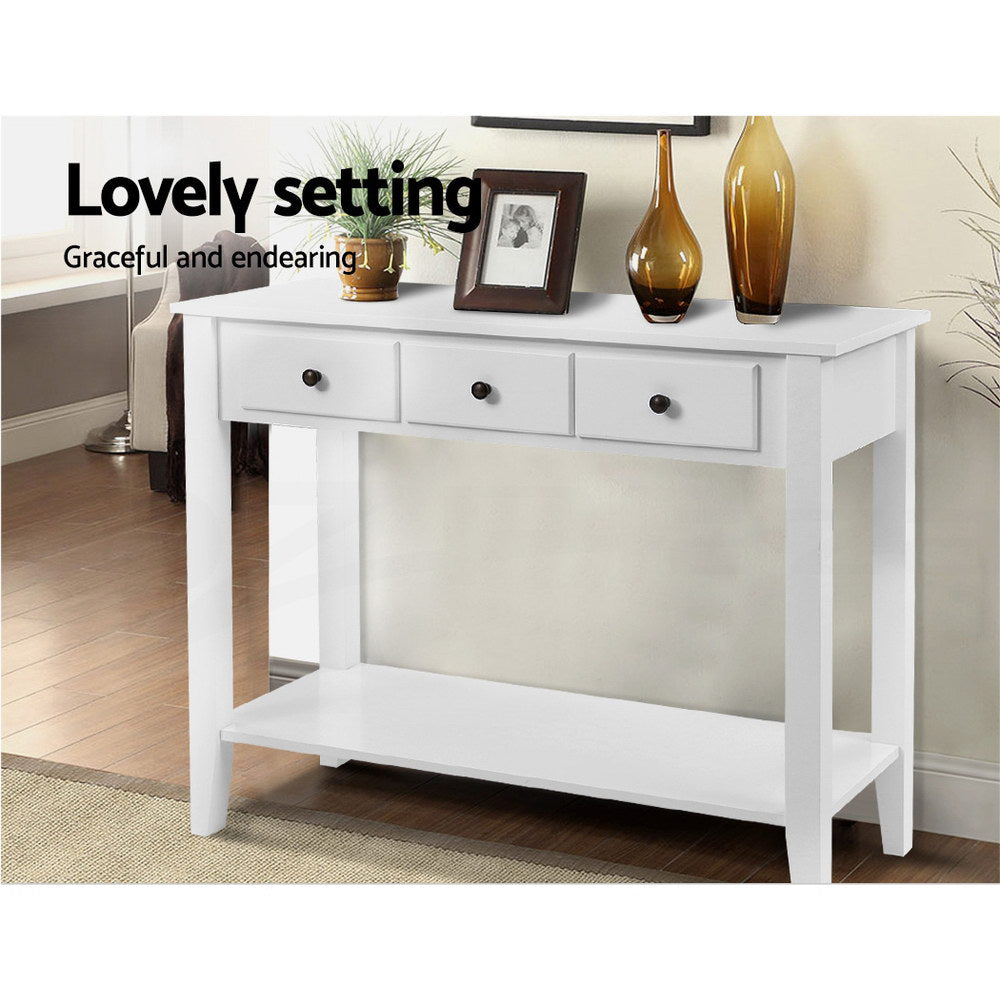 Artiss Hallway Console Table Hall Side Entry 3 Drawers Display French White Desk
