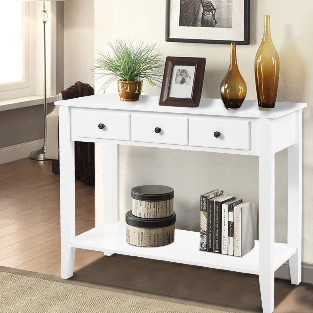 Artiss Hallway Console Table Hall Side Entry 3 Drawers Display French White Desk