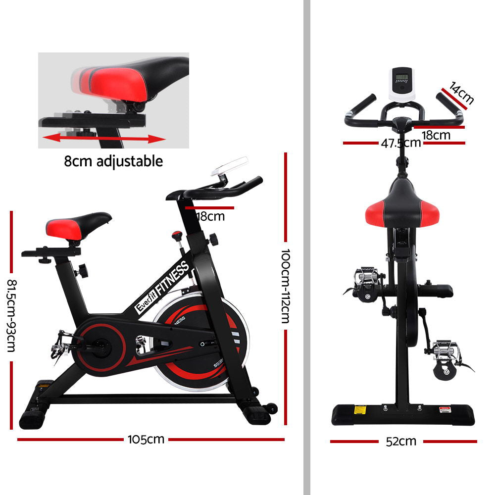 Everfit Spin Exercise Bike Cycling Fitness Commercial Home Workout Gym Black