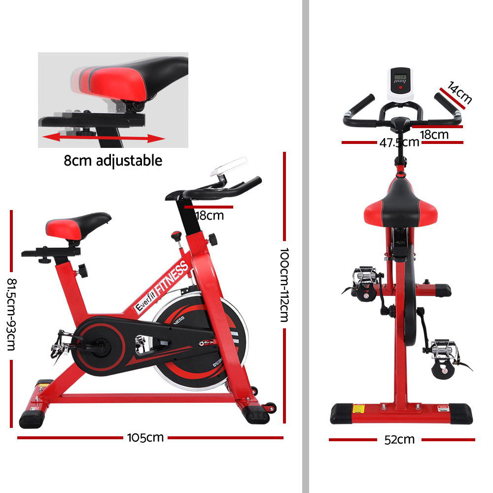 Everfit Spin Exercise Bike Cycling Fitness Commercial Home Workout Gym Red