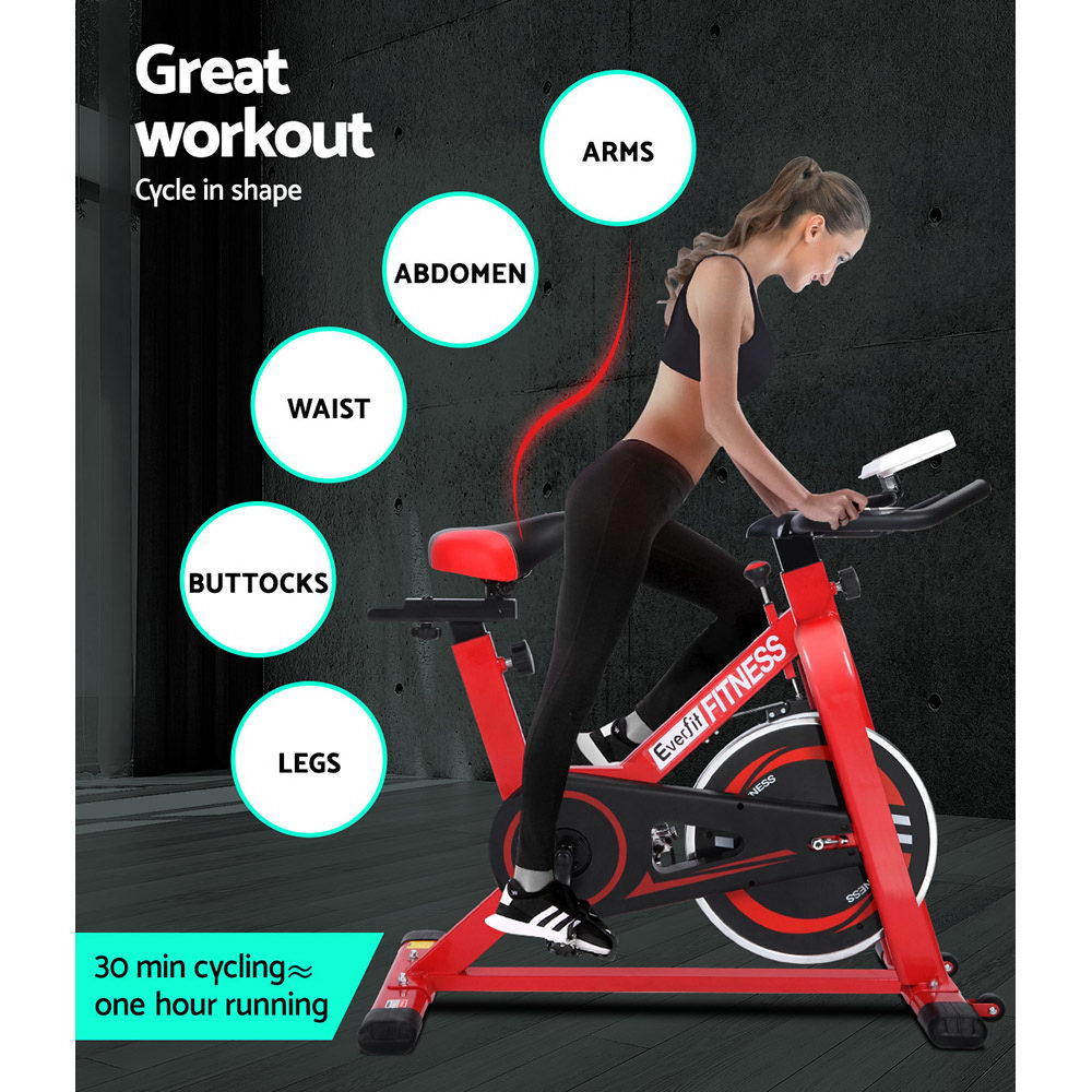 Everfit Spin Exercise Bike Cycling Fitness Commercial Home Workout Gym Red