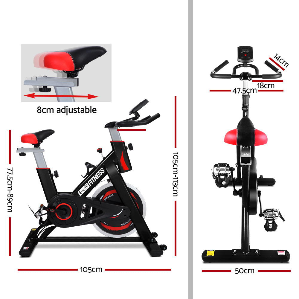 Everfit Spin Exercise Bike Cycling Flywheel Fitness Commercial Home Gym Black