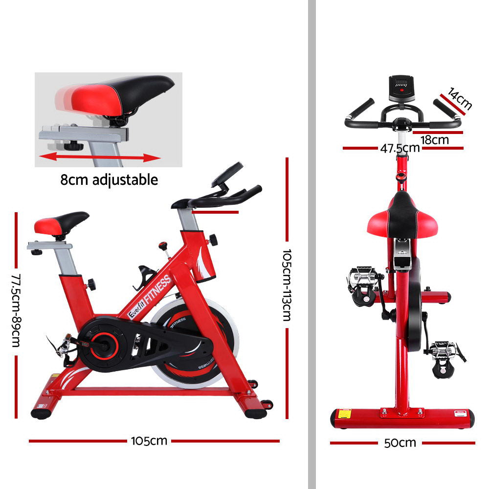 Everfit Spin Exercise Bike Cycling Flywheel Fitness Commercial Home Gym Red