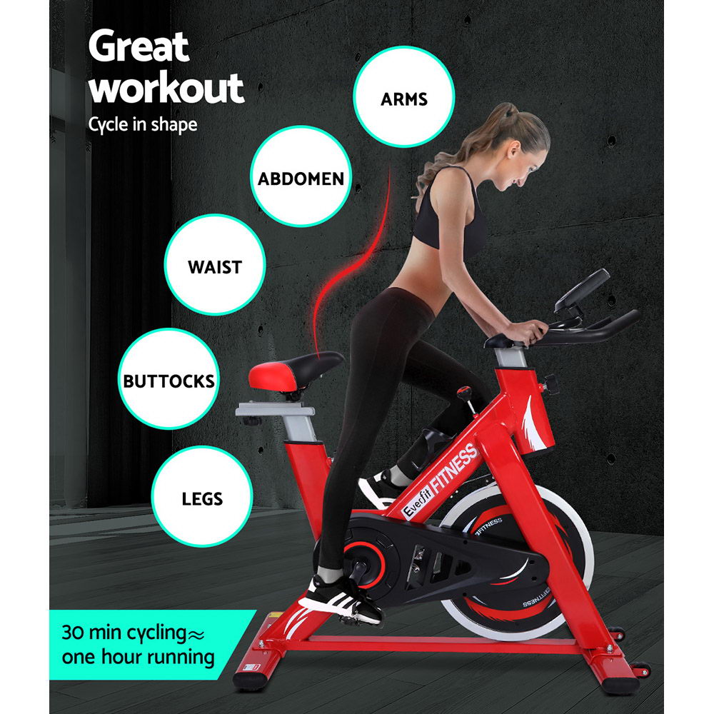 Everfit Spin Exercise Bike Cycling Flywheel Fitness Commercial Home Gym Red