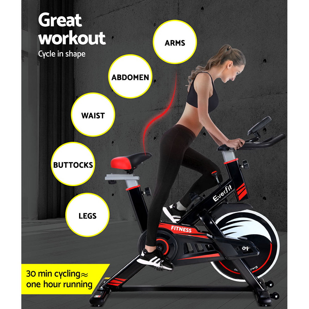 Everfit Spin Exercise Bike Fitness Commercial Home Workout Gym Equipment Black