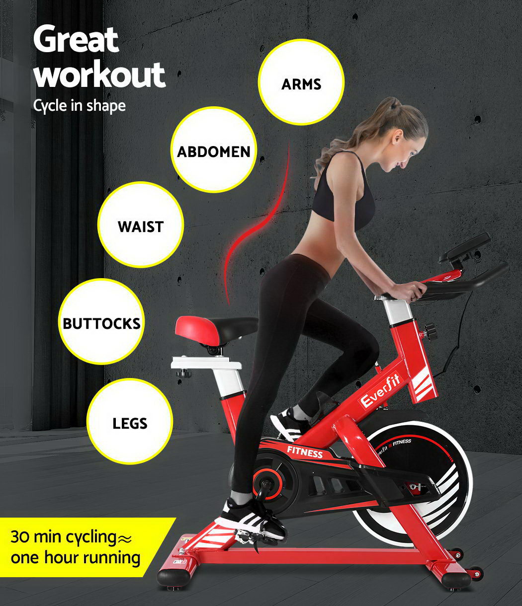 Everfit Exercise Spin Bike Cycling Fitness Commercial Home Workout Gym Equipment Red