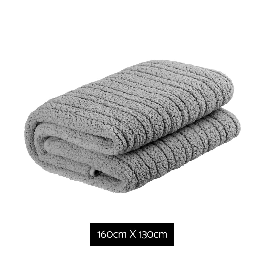 Giselle Bedding Electric Heated Throw Rug Washable Fleece Snuggle Blanket Grey