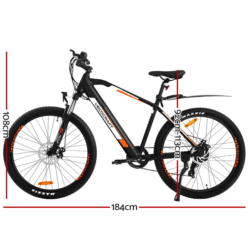 VECOCRAFT 27.5" Electric Bike eBike e-Bike City Mountain Bicycle eMTB Black