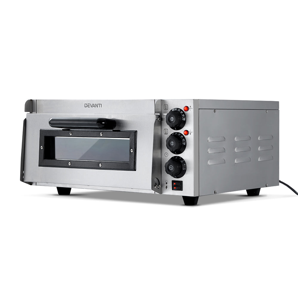 Devanti 2000W Electric Commercial Pizza Oven Maker Single Deck Stainless Steel