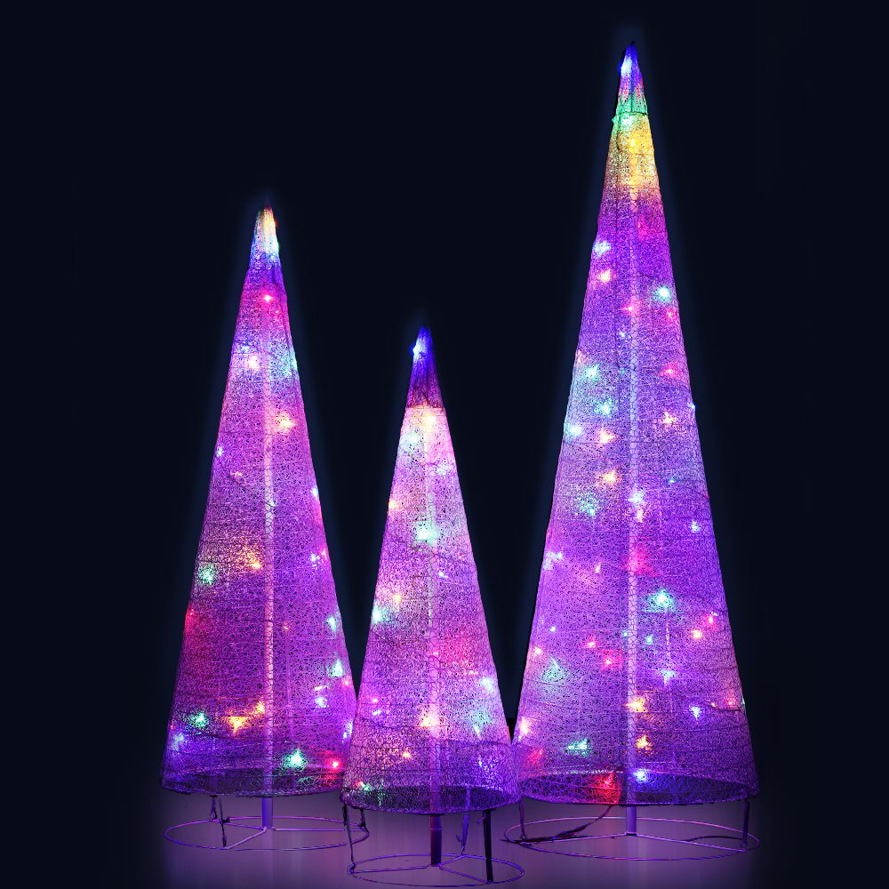 Jingle Jollys Christmas Motif Lights Foldable Cone Set 120 LED Fairy Outdoor