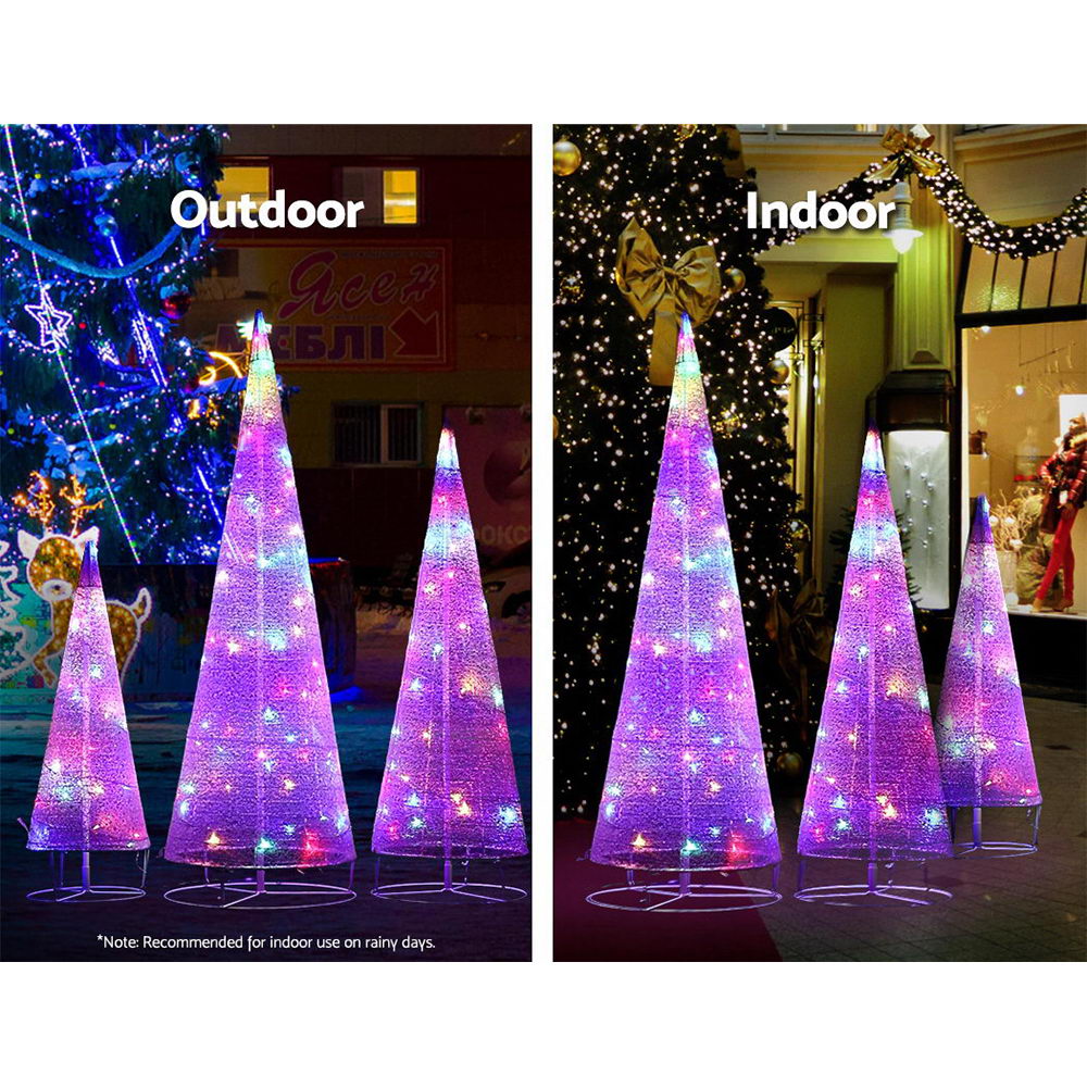 Jingle Jollys Christmas Motif Lights Foldable Cone Set 120 LED Fairy Outdoor
