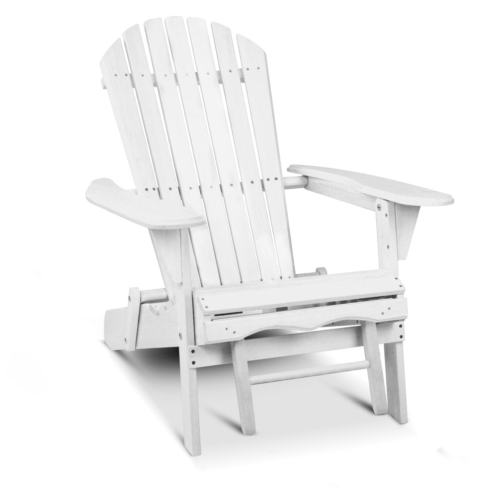 Gardeon 3 Piece Outdoor Adirondack Lounge Beach Chair Set - White