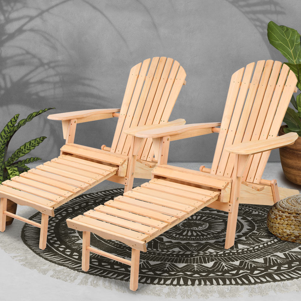 Gardeon Set of 2 Outdoor Sun Lounge Chairs Patio Furniture Beach Chair Lounger