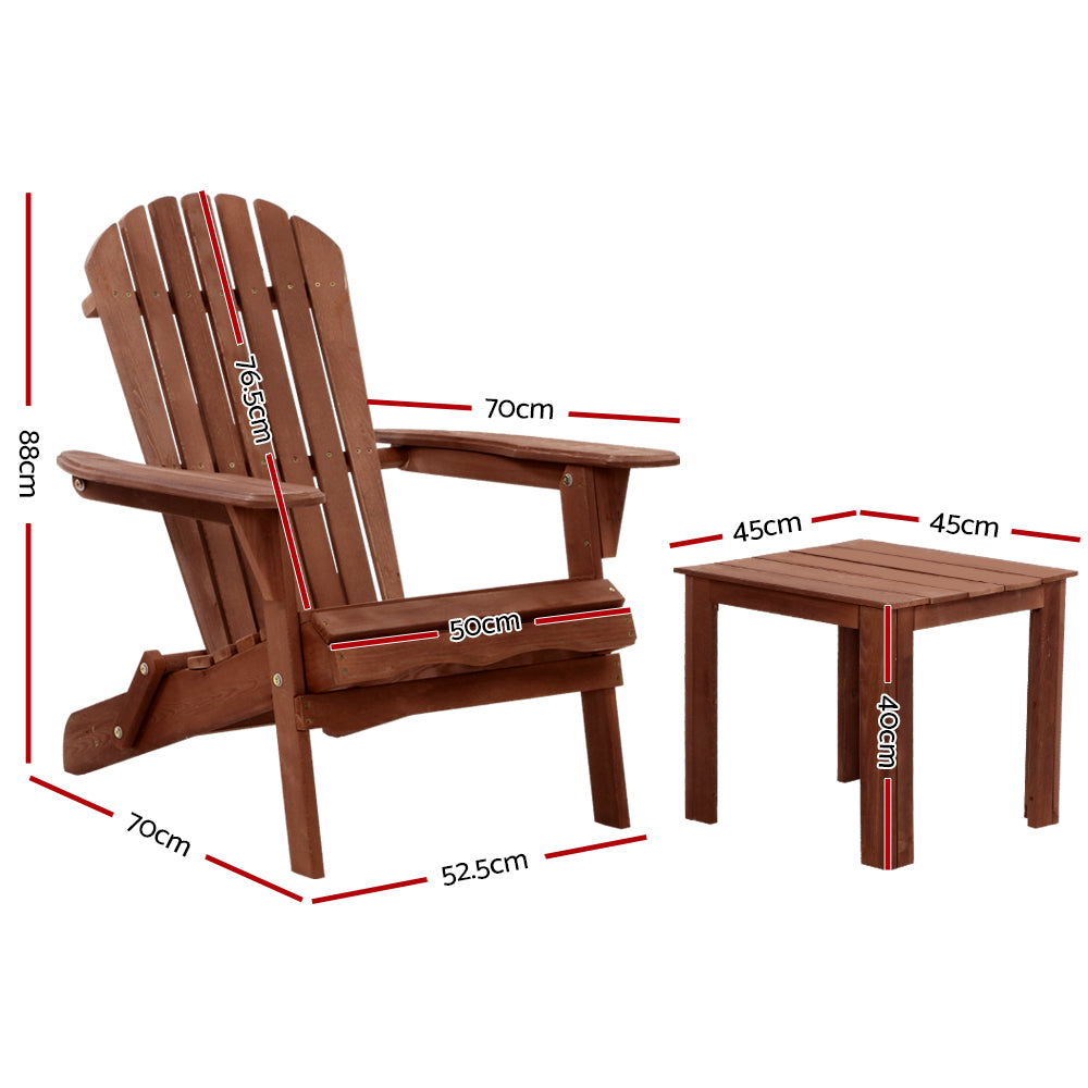Gardeon Outdoor Folding Beach Camping Chairs Table Set Wooden Adirondack Lounge