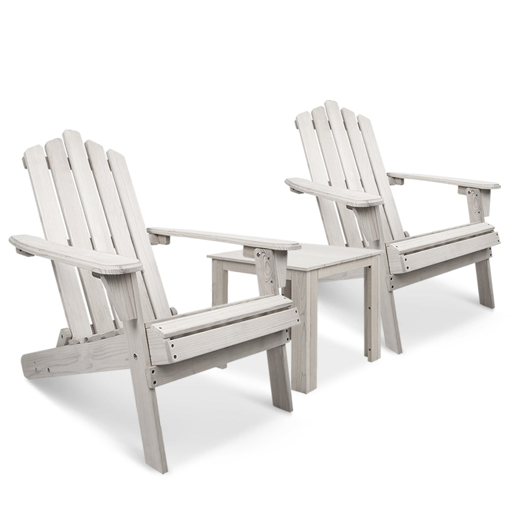 Gardeon 3pc Adirondack Outdoor Beach Chair Table Beige
