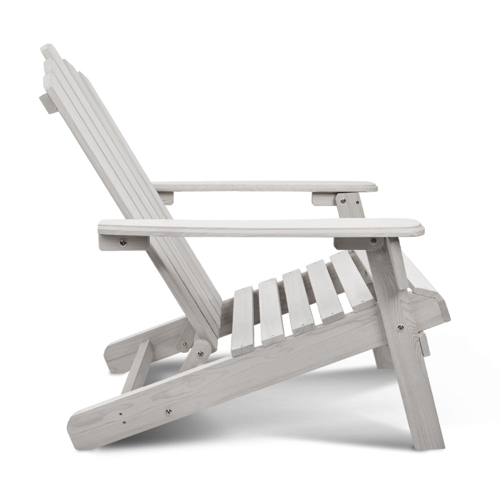 Gardeon 3pc Adirondack Outdoor Beach Chair Table Beige