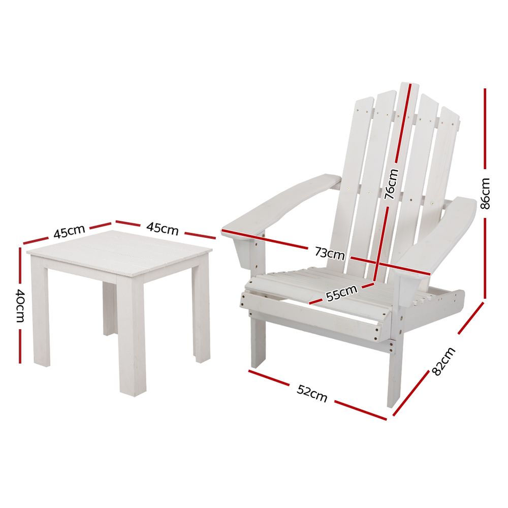 Gardeon Outdoor Sun Lounge Beach Chairs Table Setting Wooden Adirondack Patio Chair Lounges