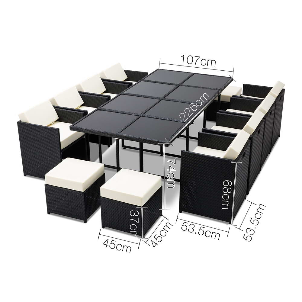 Gardeon 13 Piece Wicker Outdoor Dining Table Set