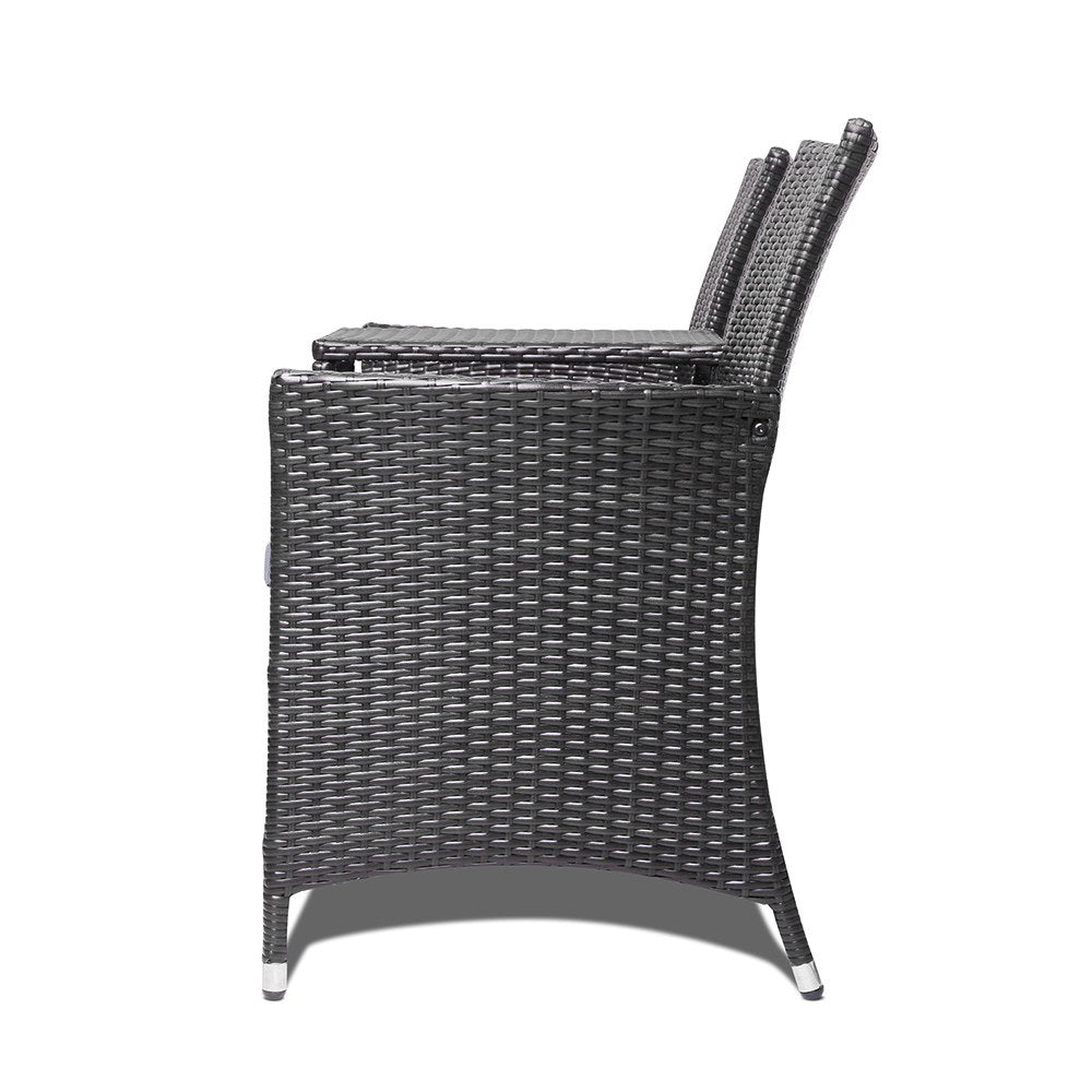 Gardeon 2 Seater Outdoor Wicker Bench - Black