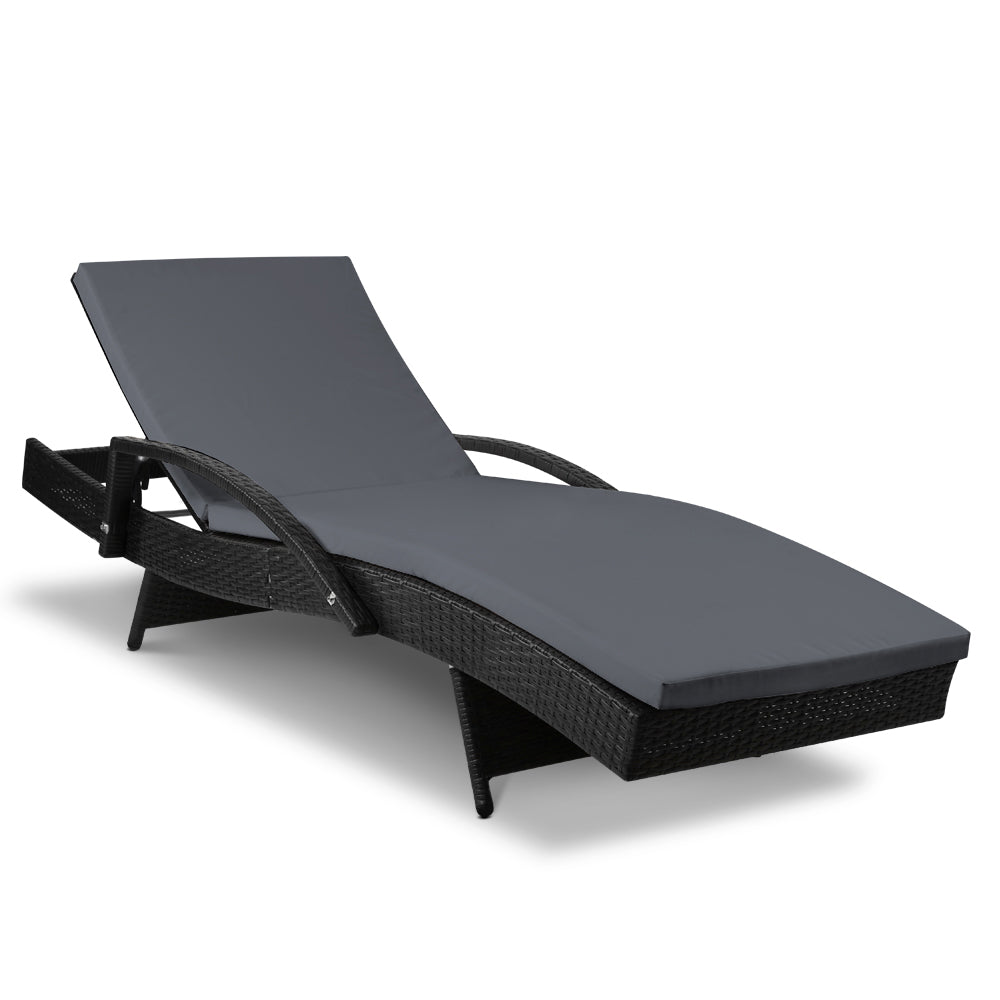 Gardeon Outdoor Sun Lounge - Black