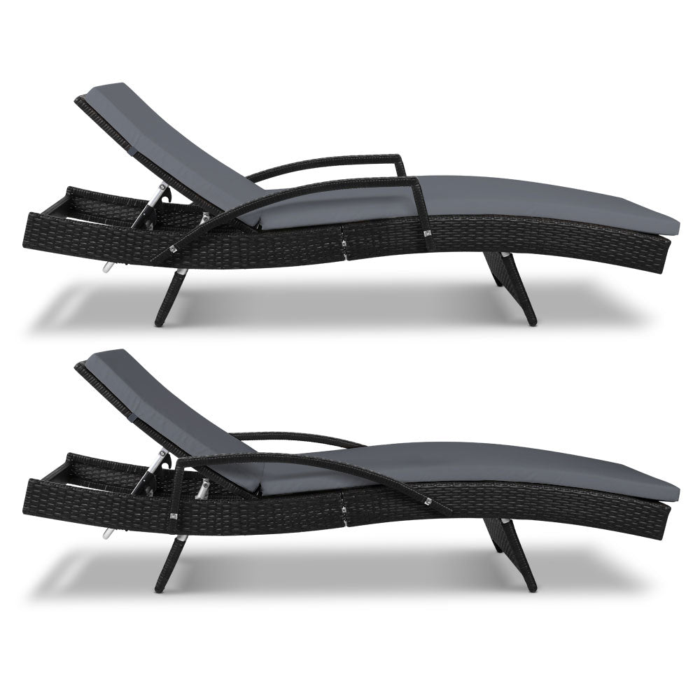 Gardeon Outdoor Sun Lounge - Black