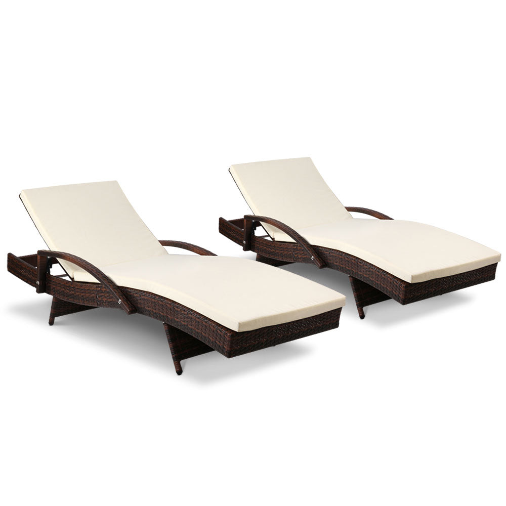 Gardeon Outdoor Sun Lounge Chair with Cushion - Brown