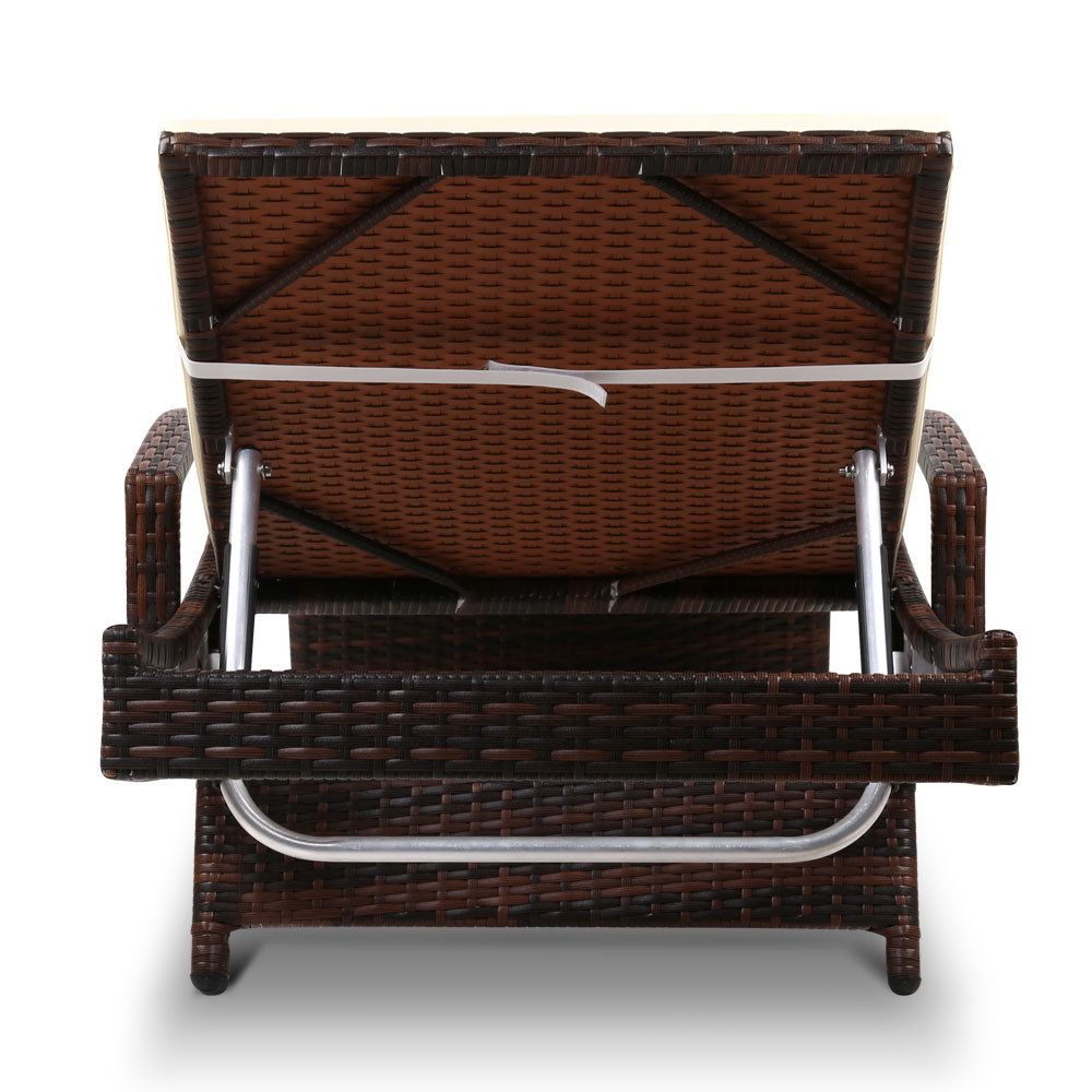 Gardeon Set of 2 Sun Lounge Outdoor Furniture Day Bed Rattan Wicker Lounger Patio