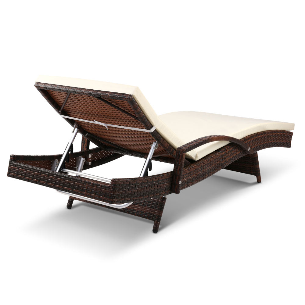 Gardeon Set of 2 Sun Lounge Outdoor Furniture Day Bed Rattan Wicker Lounger Patio