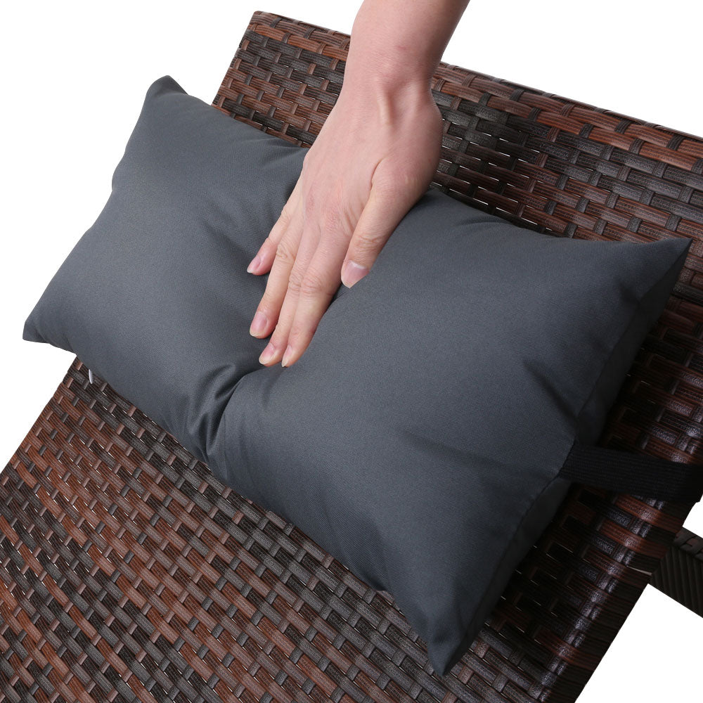Gardeon Sun Lounge Setting Brown Wicker Day Bed Outdoor Furniture Garden Patio