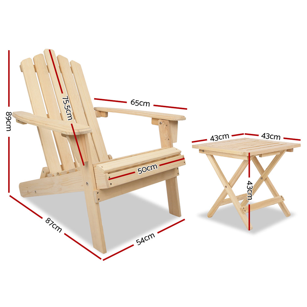 Gardeon Outdoor Chairs Table Set Lounge Patio Furniture Beach Chair Adirondack