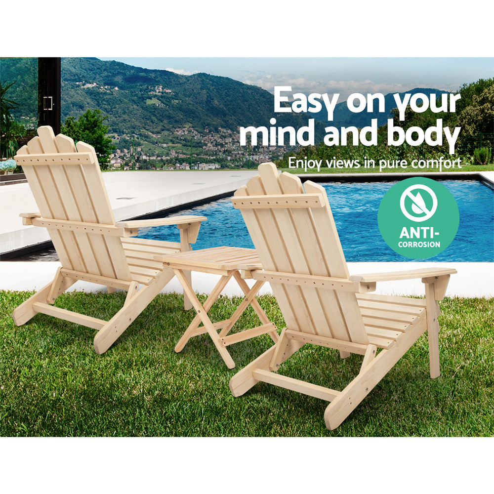 Gardeon Outdoor Chairs Table Set Lounge Patio Furniture Beach Chair Adirondack