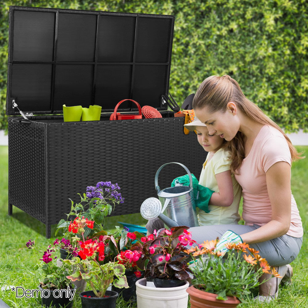 Gardeon 320L Outdoor Wicker Storage Box - Black