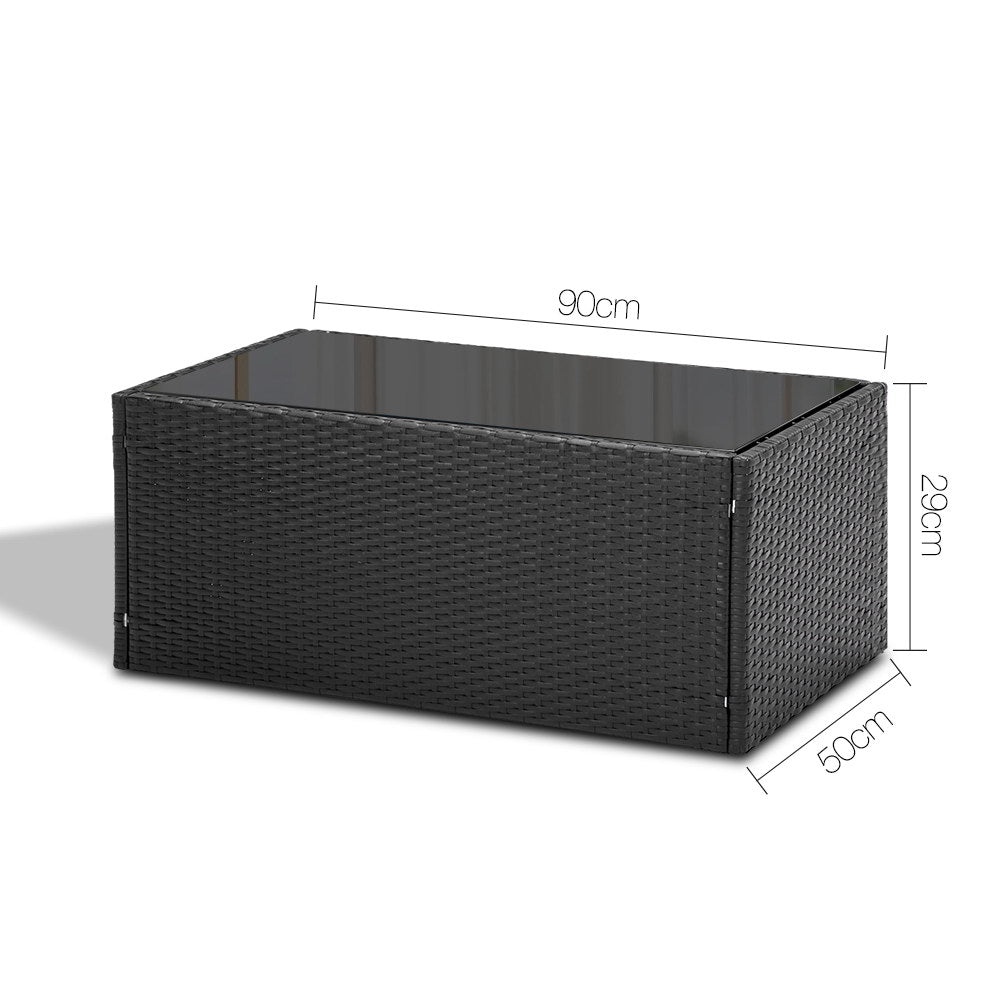Gardeon 4 Piece Outdoor Wicker Furniture Set - Black